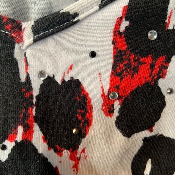 LAURA ASHLEY White w/Black&Red Tee & Bling S - Picture 7 of 7